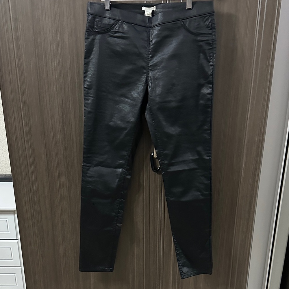 H&M Black Faux Leather Trousers